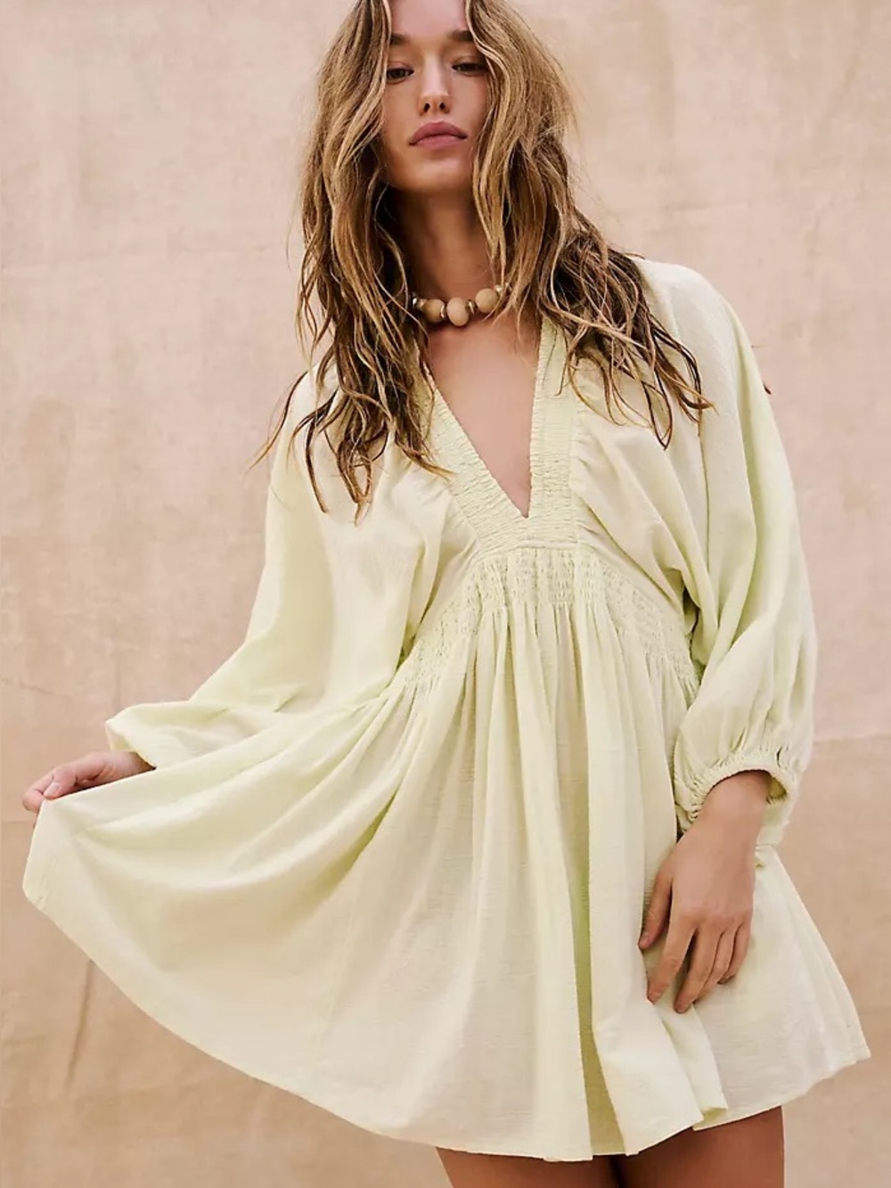 Free People For The Moment Mini Dress in Pale Green lime sorbetto - Small NWT